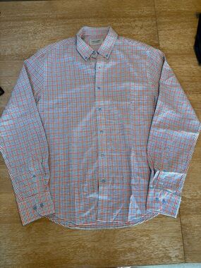 Men's Checked Dress Shirt in Orange & Blue